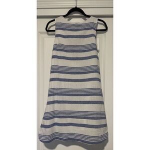 BEACH LUNCH LOUNGE Dress Sz XS White Blue Linen Cotton Striped Sleeveless‎ Lined